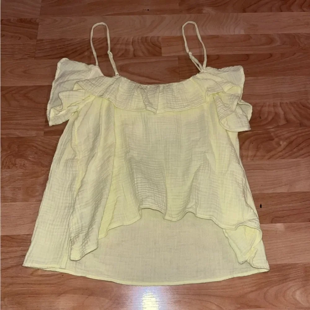 J. Crew Pastel Yellow Ruffle Sleeveless Top